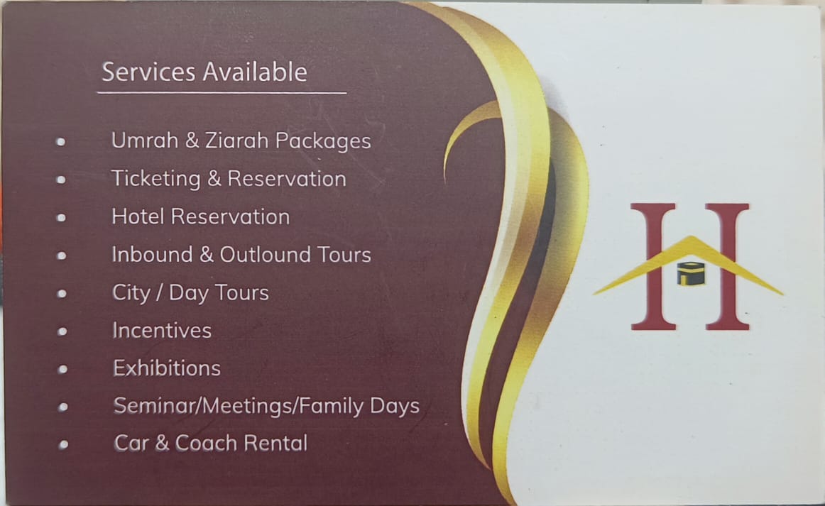 Lop - Haniff Travel Services name card back
