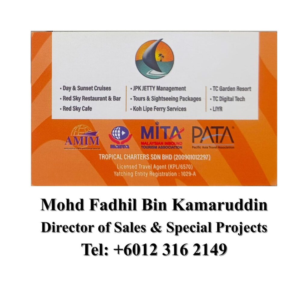 Mohd Fadhil Bin Kamaruddin Tropical Charters Langkawi sunset cruise