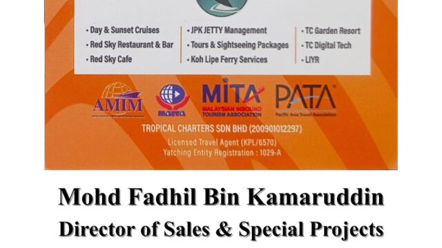 Mohd Fadhil Bin Kamaruddin Tropical Charters Langkawi sunset cruise